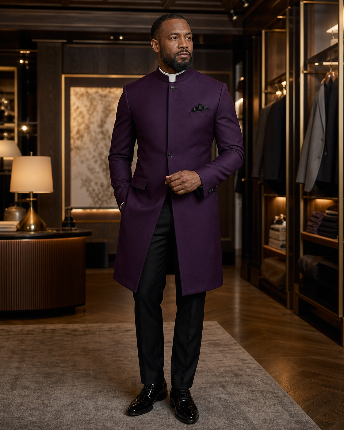 purple clergy menswear look