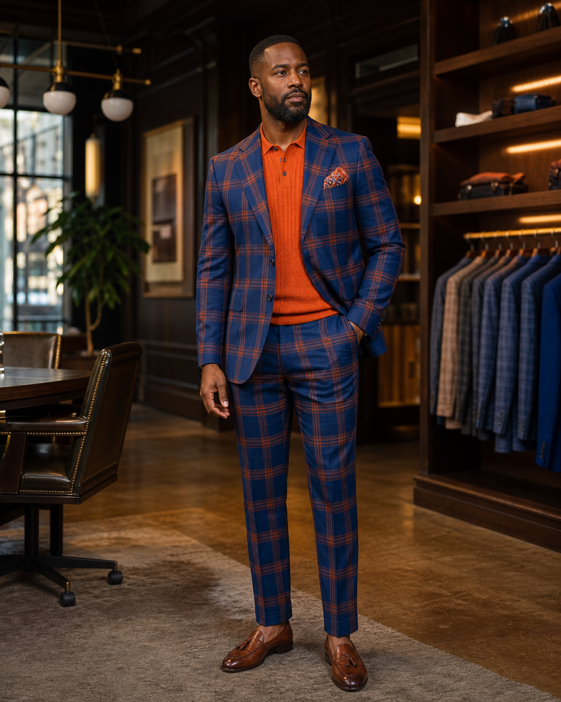 royal plaid menswear look