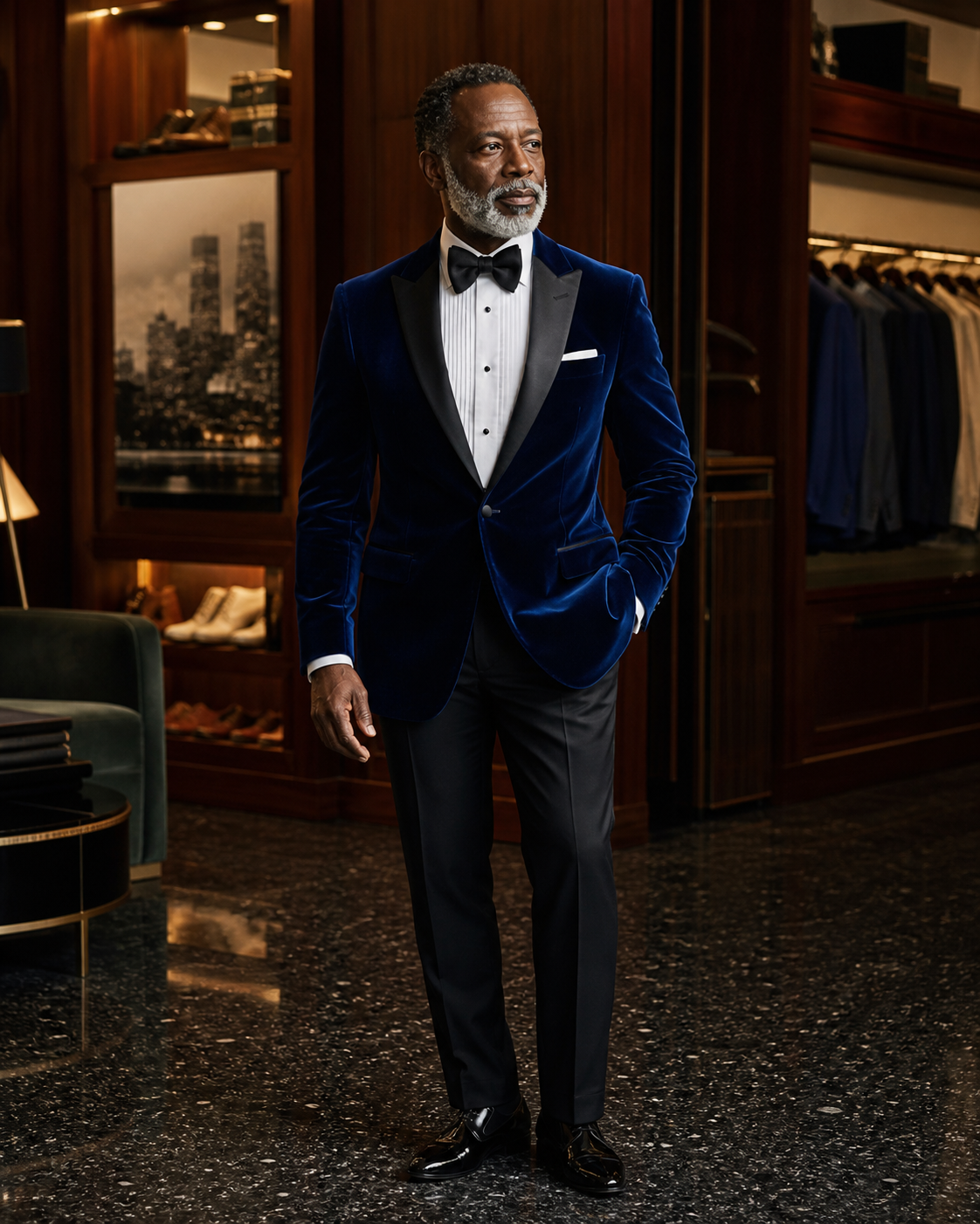 sapphire velvet menswear look